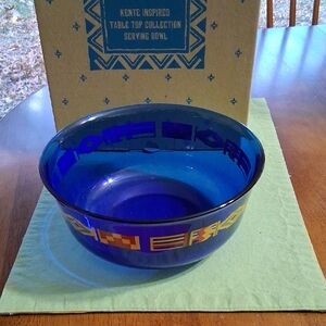 Avon Blue Kente Inspired Serving Bowl